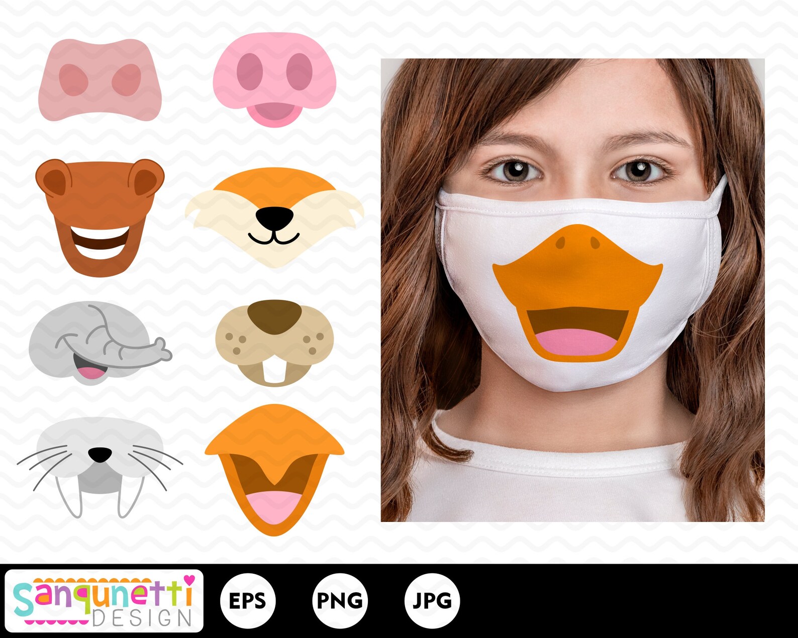 Animal Faces Clipart Nose and Mouth Clipart Animal Digital | Etsy