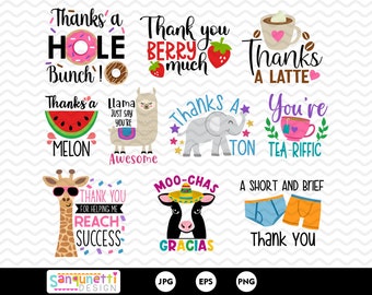 Funny Thank You Puns Clipart: Customer Appreciation Graphics (Digital Download)