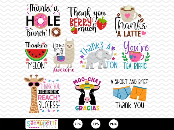 Funny Thank You Puns Clipart: Customer Appreciation Graphics (Digital Download)