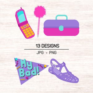 90s clipart, nineties retro digtial art, instant download graphics