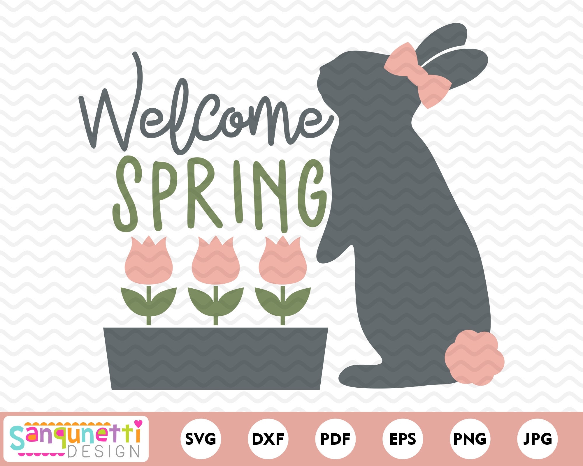 Welcome Spring Bunny Svg Easter Cut File Bunny Clipart Png - Etsy