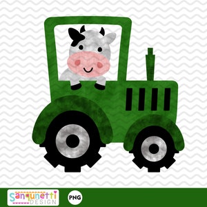 Tractor with cow sublimation design, printable farm design, PNG digital art