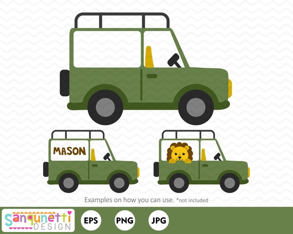 Safari Truck Clipart Jungle Digital Art Instant Download Etsy