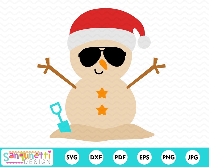 Beach snowman SVG Tropical Santa cutting files silhouette ...