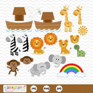 Noah&#39;s Ark Clipart, religious digital art instant download