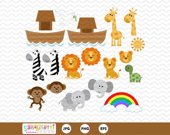 Noah's Ark Clipart, religious digital art instant download