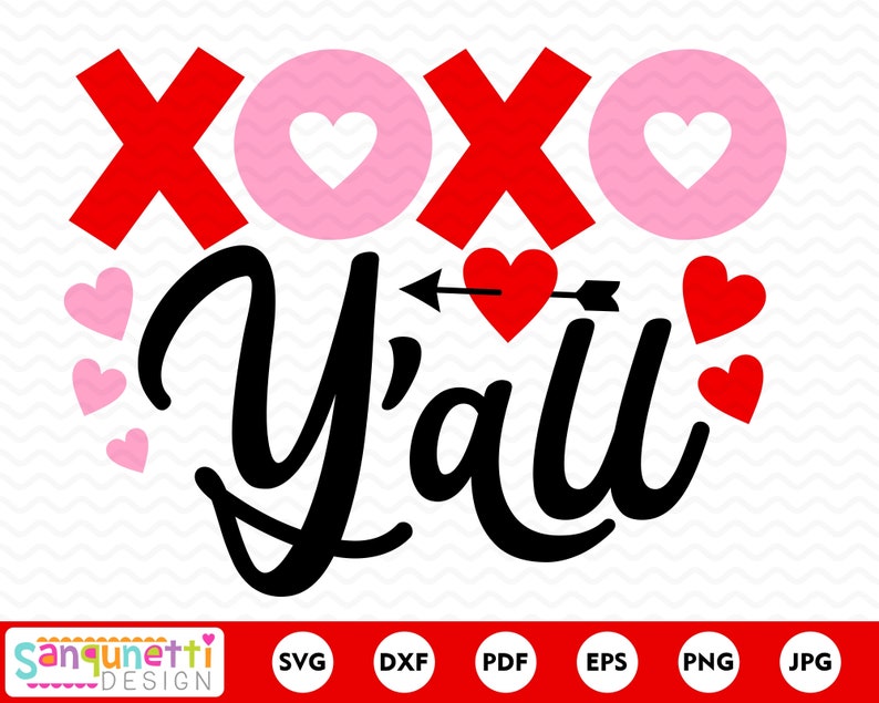 XOXO Y'all Valentine SVG Love and Hearts Cutting File - Etsy