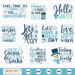 Paquete SVG de invierno, imágenes prediseñadas de invierno, citas de invierno