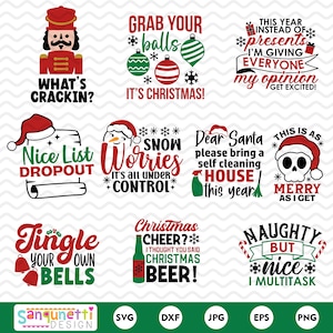 Grappige kerst SVG bundel, sarcastische kerst SVG, grappige kerst clipart
