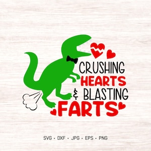 Dinosaur Valentine SVG: Crushing Hearts, Blasting Farts (Cut File)