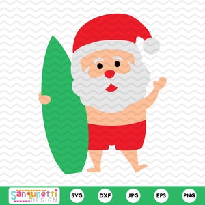 Praia Santa SVG, Natal em julho, Tropical Santa, png jpg dxf svg, cricut e silhueta, download instantâneo