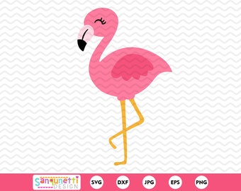 May include: A pink flamingo with a yellow beak and legs, standing on one leg with its other leg bent. The flamingo has a closed eye and a small smile.