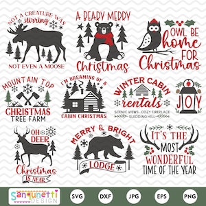Cabin Christmas SVG Bundle, Rustic Christmas SVG, Rustic Christmas clipart