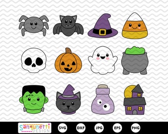 Clipart fofo de Halloween, Pacote de arquivos SVG fofos de Halloween, Halloween para imprimir