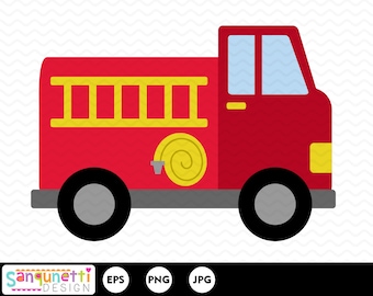 Fire Truck Clipart, transportation digital art instant download