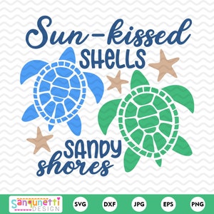 Summer Sea Turtle on Sandy Shores - SVG & PNG Beach Clipart