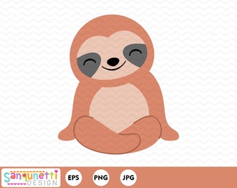 Sitting Sloth Clipart, animal clip art, sloth graphic digital art