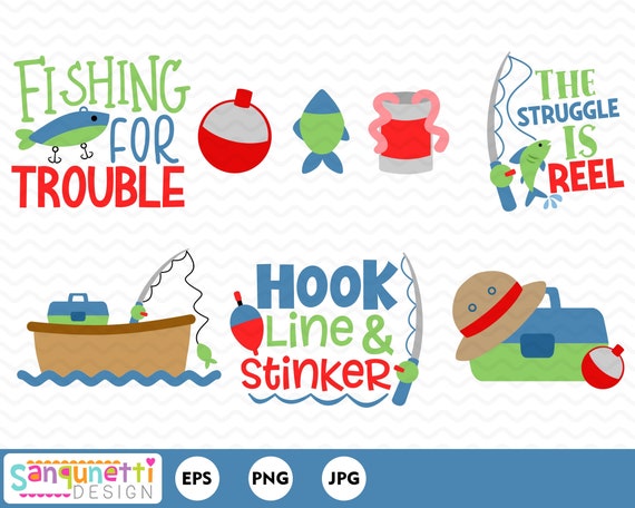 Fishing Clipart, Digital Fishing Clip Art, Fisherman Graphics Instant  Download 
