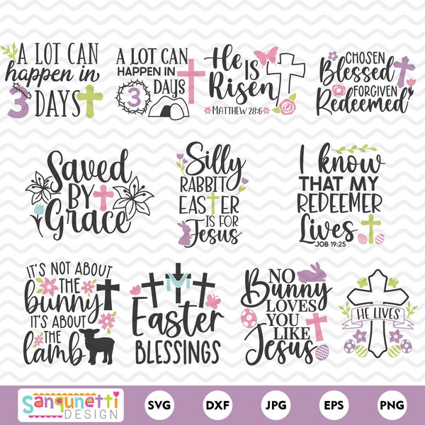 Religious Easter SVG and PNG bundle | Christian Easter Quotes