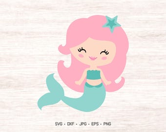 Mermaid girl Summer SVG, girls cutting file for silhouette and cricut