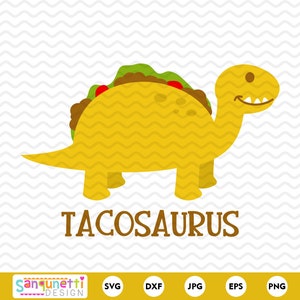 Tacosaurus taco dinosauro SVG, file di taglio dinosauro per silhouette e cricut