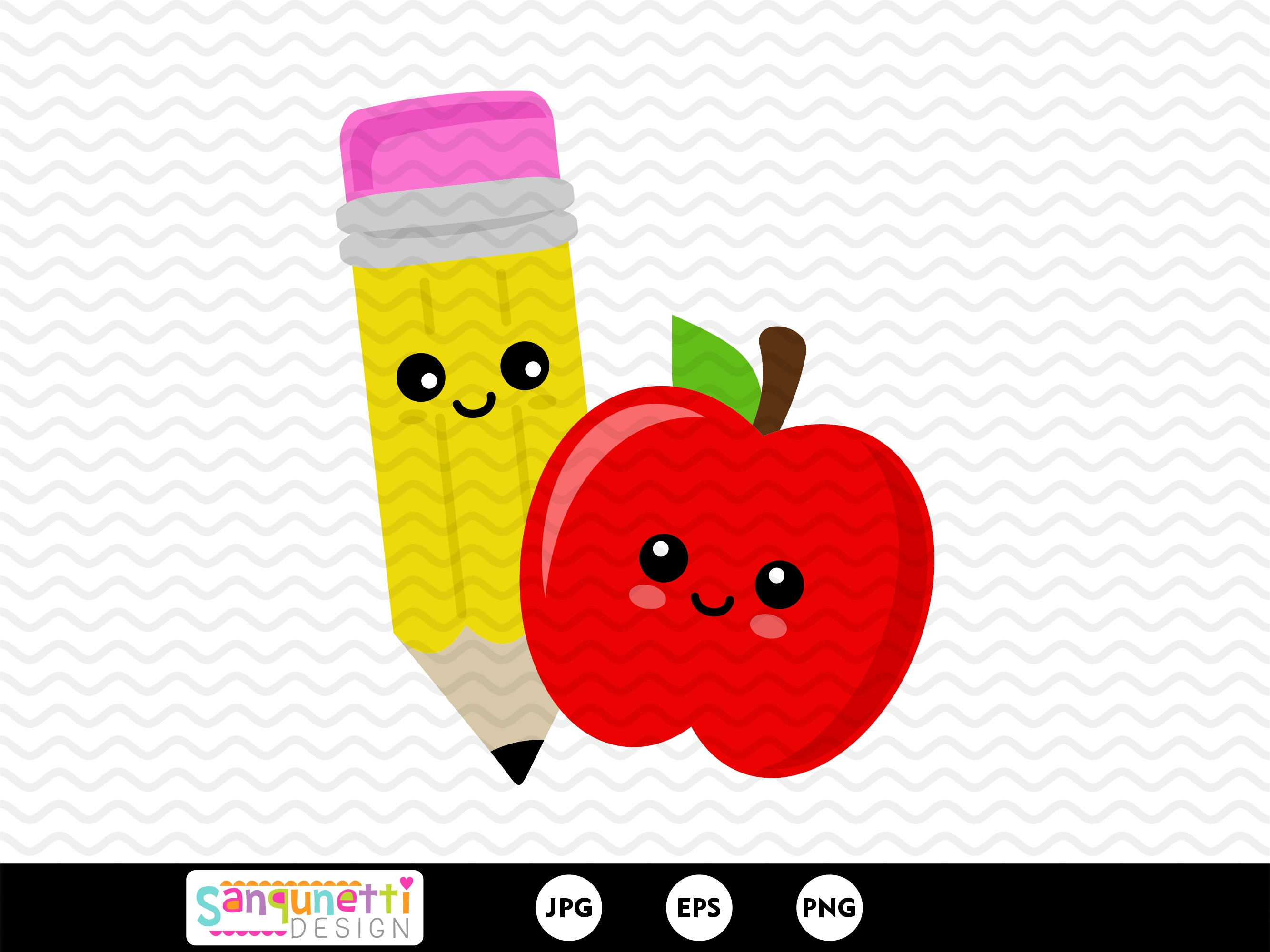 Apple and Pencil Clipart, Back to School Teacher and Classroom