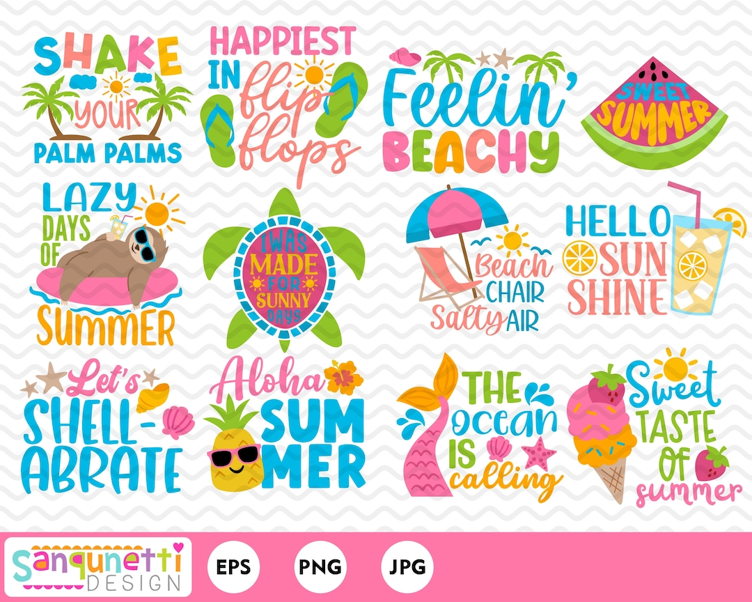 Summer Sayings Clipart Beach Clipart Instant Download - Etsy