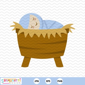 Baby Jesus Christmas manger clipart, religous christan graphic