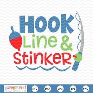 Hook Line and Stinker Fishing SVG: Baby Bodysuit digital design