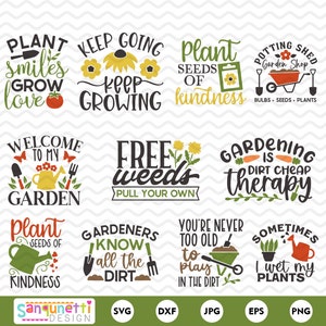 Jardinage Clipart & SVG Bundle, jardin et citations de plantes en téléchargement numérique