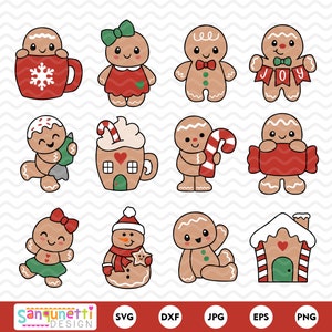 Chunky Lebkuchen Weihnachten SVG Clipart Bundle | Niedlicher Lebkuchenmann mit digitalen Designs