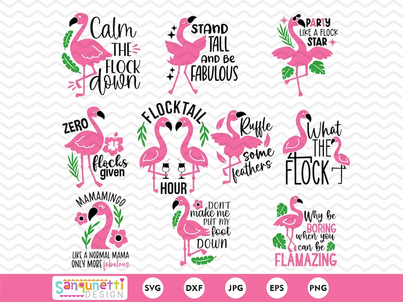 Puede incluir: Archivos de corte SVG con tem&aacute;tica de flamencos rosas con varias frases, que incluyen "Calma la bandada", "Ponte de pie y s&eacute; fabuloso", "Fiesta como una estrella de la bandada", "Cero bandadas dadas", "Hora del c&oacute;ctel de la bandada", "Arruga algunas plumas", "Qu&eacute; bandada", "Mamamingo como una mam&aacute; normal, solo que m&aacute;s fabulosa", "No me hagas poner mi pie abajo", y "&iquest;Por qu&eacute; ser aburrido cuando puedes ser Flamazing".