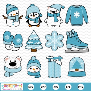 Pacote bonito de SVG e clipart de inverno, pacote de personagens de inverno