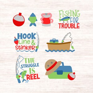 Fishing clipart, digital fishing clip art, fisherman graphics instant download image 2