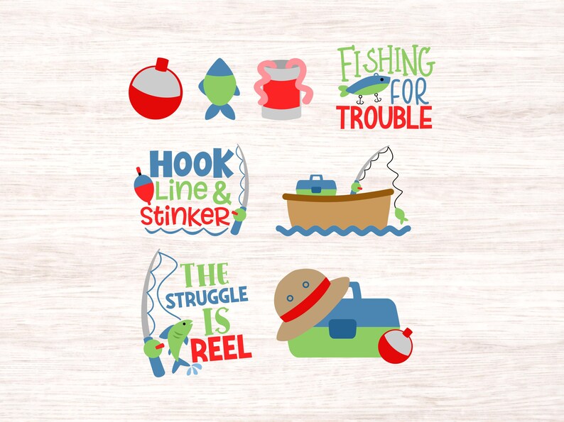 Fishing clipart, digital fishing clip art, fisherman graphics instant download image 2
