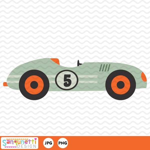 Retro race car clipart, transportation digital art instant download