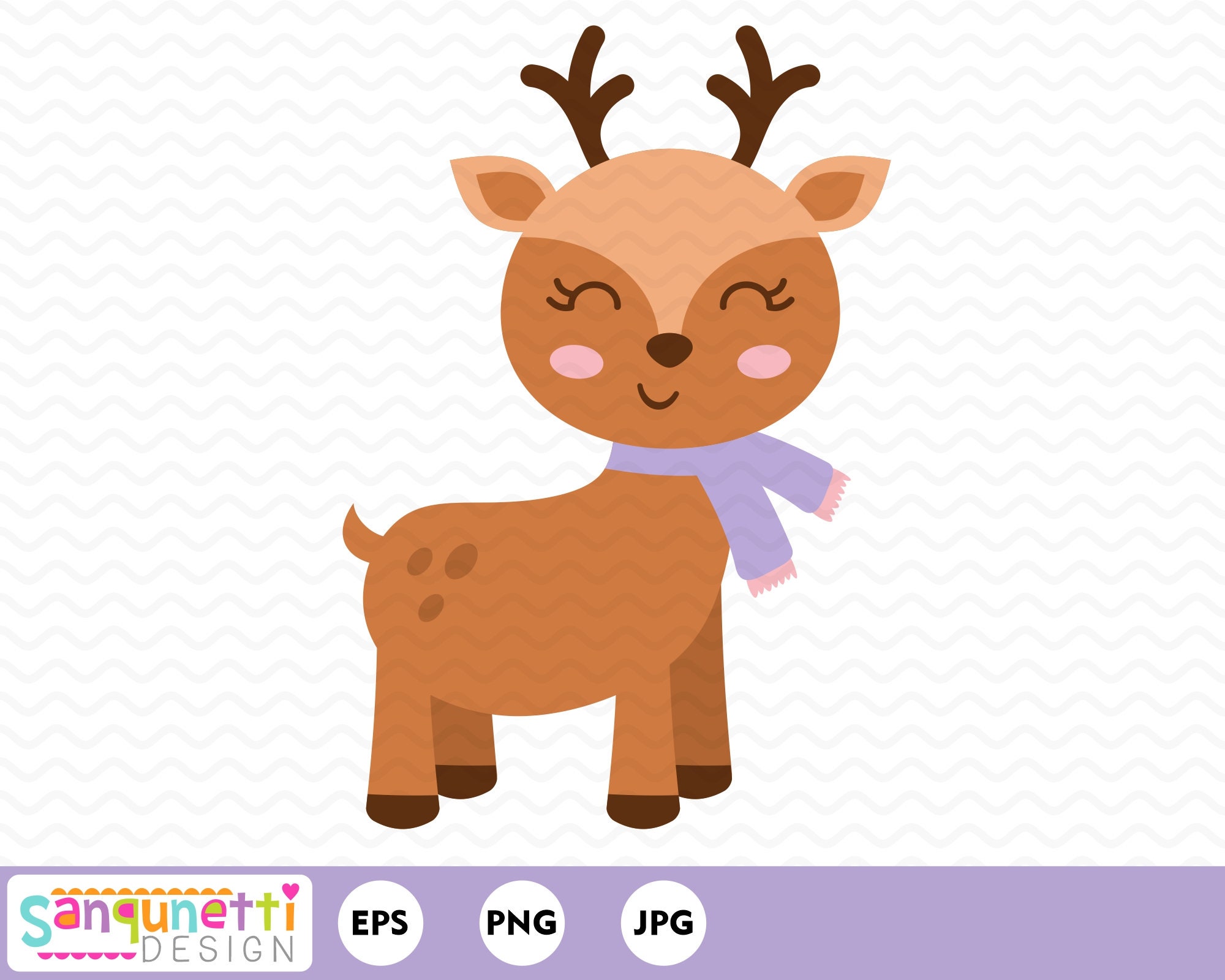 Girl reindeer clipart winter or Christmas digital art Etsy