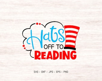 Hats off to Reading SVG, Read SVG, Books cutting files for school and Teachers
