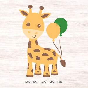 Birthday Giraffe SVG, Party cutting file, zoo or safari vector art, silhouette and cricut