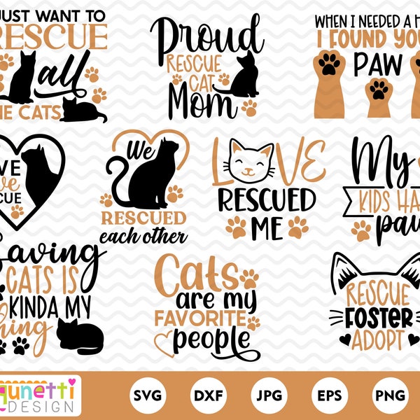 Cat rescue SVG Bundle, Cat lover clipart, pet SVG bundle