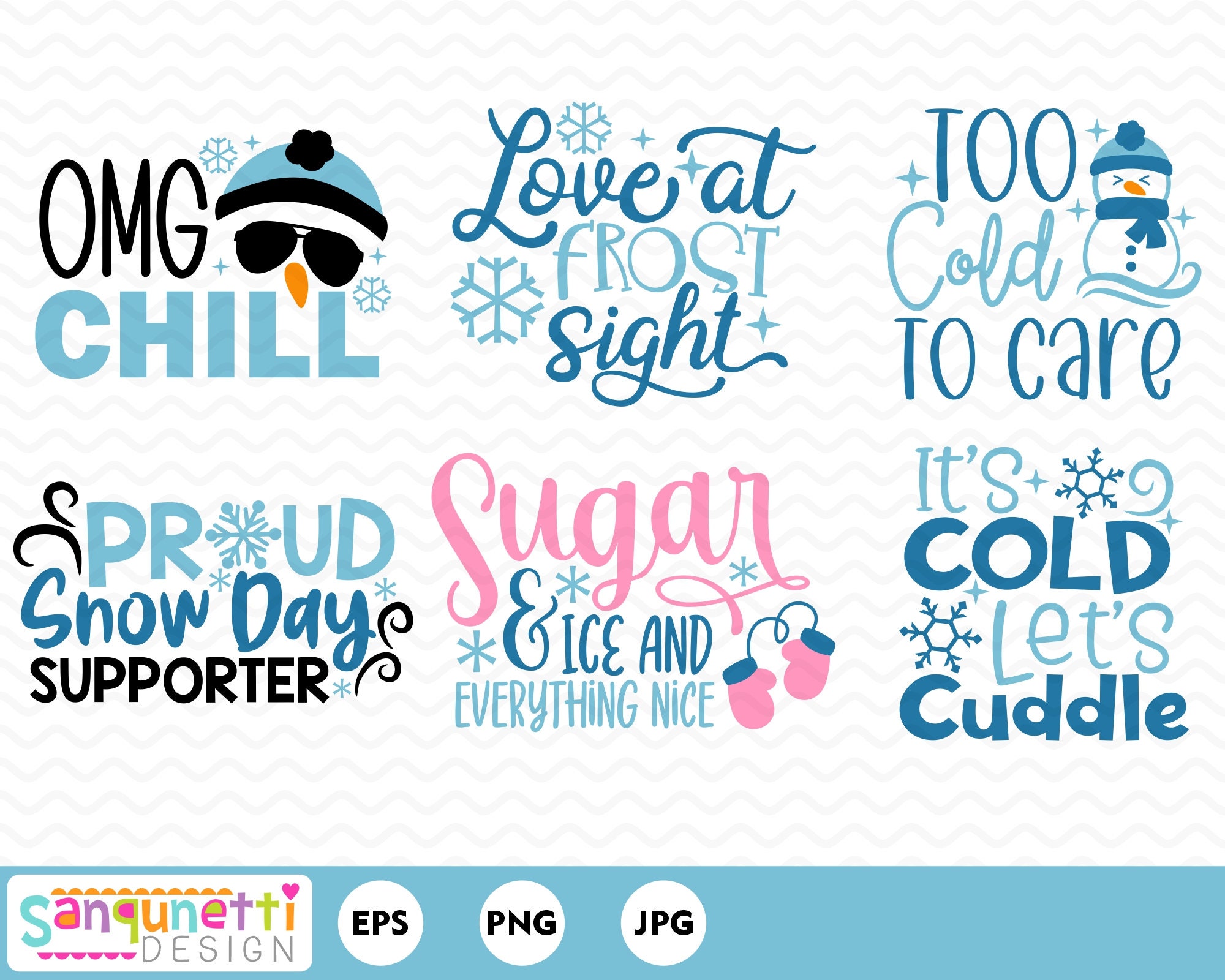 Funny Winter Clipart Lettering and Graphics Snowman Digital Etsy