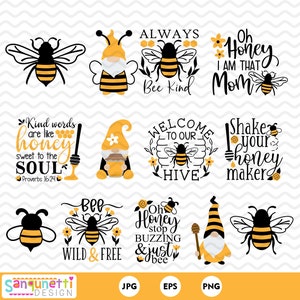 Clipart di api mellifere: tipo di ape, favo, alveare (download immediato PNG JPG)