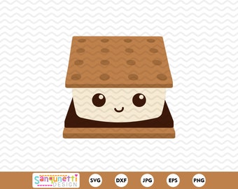 Kawaii S'more SVG, S'more, summer camping cutting files for silhouette or cricut