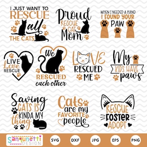 Sauvetage de chat SVG Bundle, clipart pour amoureux des chats, lot de SVG pour animaux de compagnie