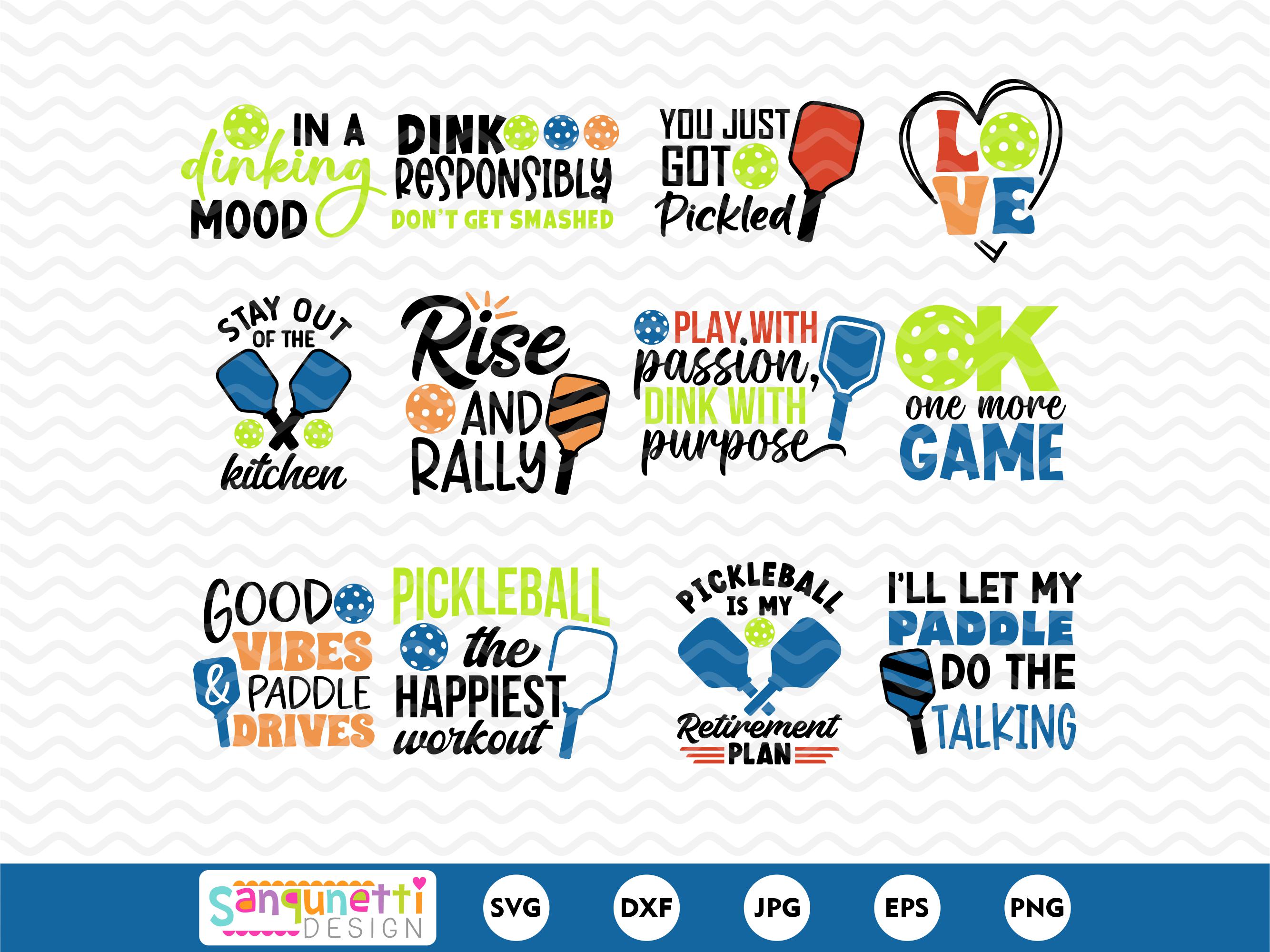 Lot de pickleball SVG | Citations et dictons amusants pour le pickleball
