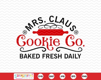 Mrs. Claus Cookie Co. SVG: Christmas Baking-clipart (digitale download)