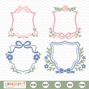 Baby Crest Frame SVG und PNG Bundle - Blumen- und Bogenrahmen