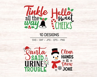 Christmas toilet paper and bathroom sign clipart, Funny Christmas digital art instant download