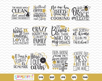 Frases divertidas de cocina SVG: Clipart sarcástico de decoración del hogar (Descarga digital)
