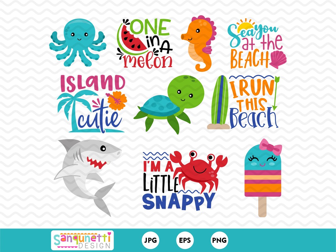 Summer Clipart, Beach and Sea Digital Art Instant Download - Etsy